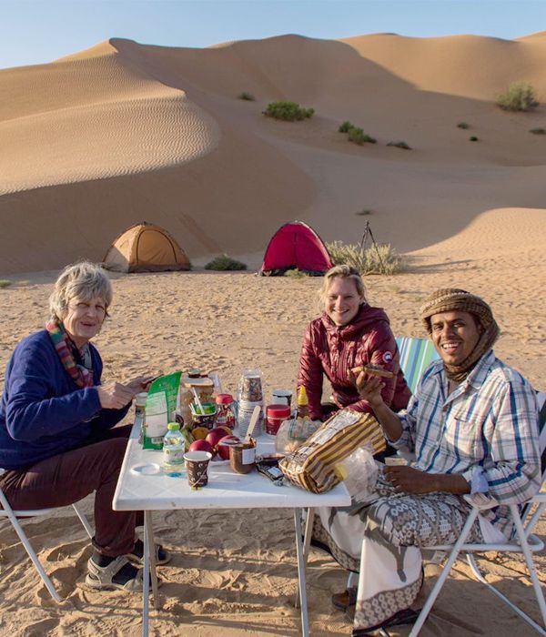 Bivouac et petit déjeuner dans le désert du Rub al khali